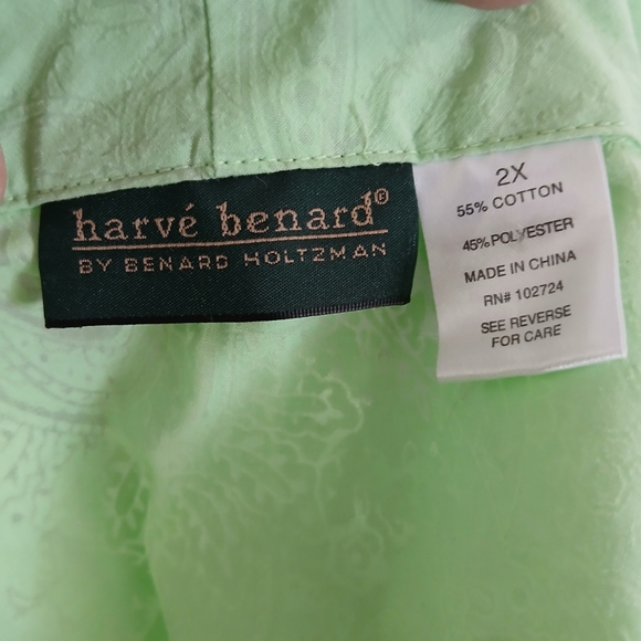 Green Harve Benard Paisley Button Up Sleeveless Top Women's Sz 2XL Neon Sheer - Picture 10 of 11